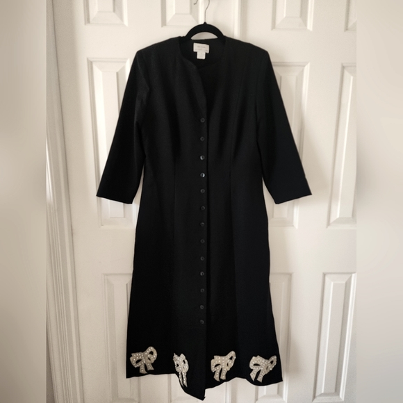 D.W. Studio By David Warren Black Evening Formal Dress Coat - Picture 1 of 6